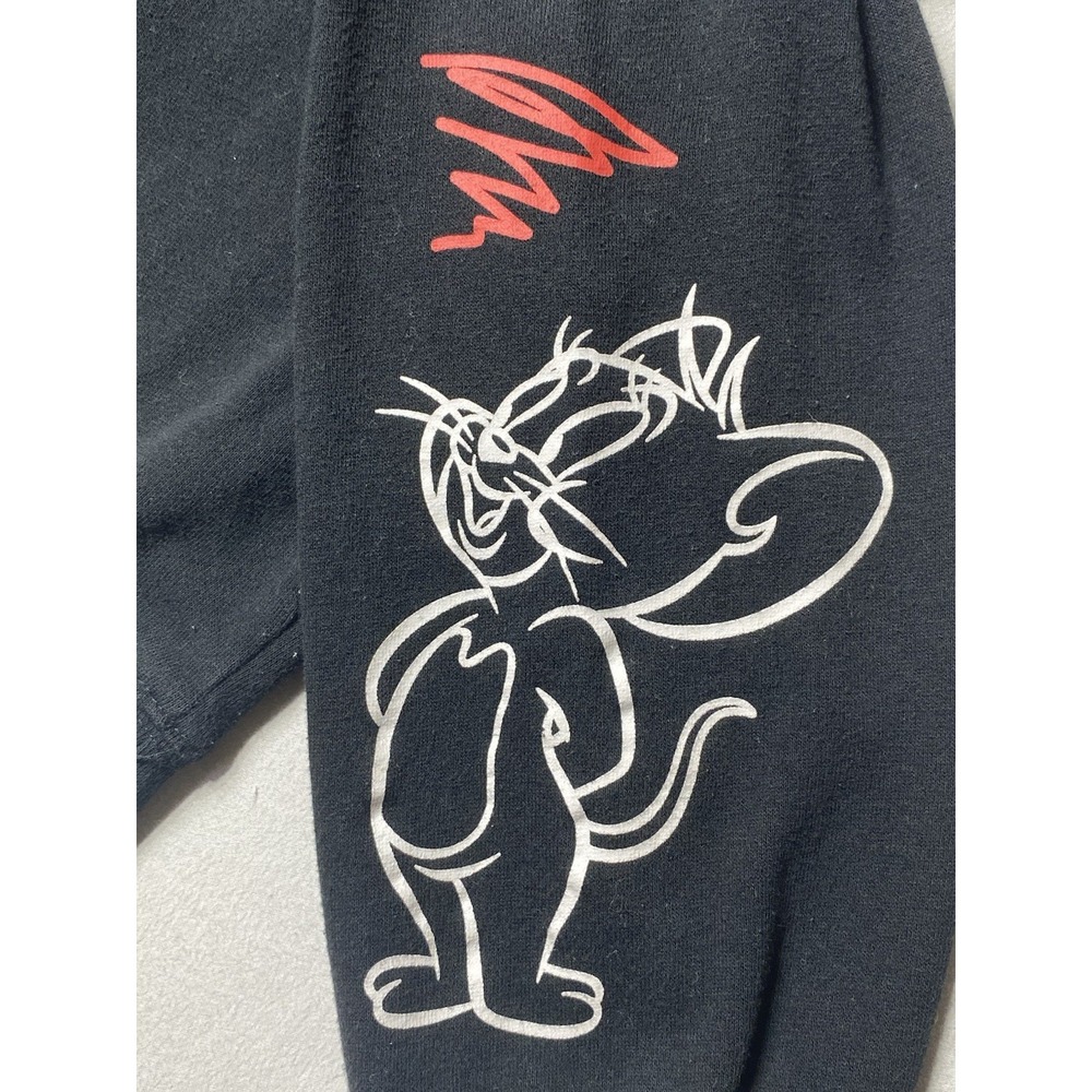 Tom & Jerry Hoodie Mens L Black All Over Graphic Can't Catch Me Cartoon - Picture 3 of 13